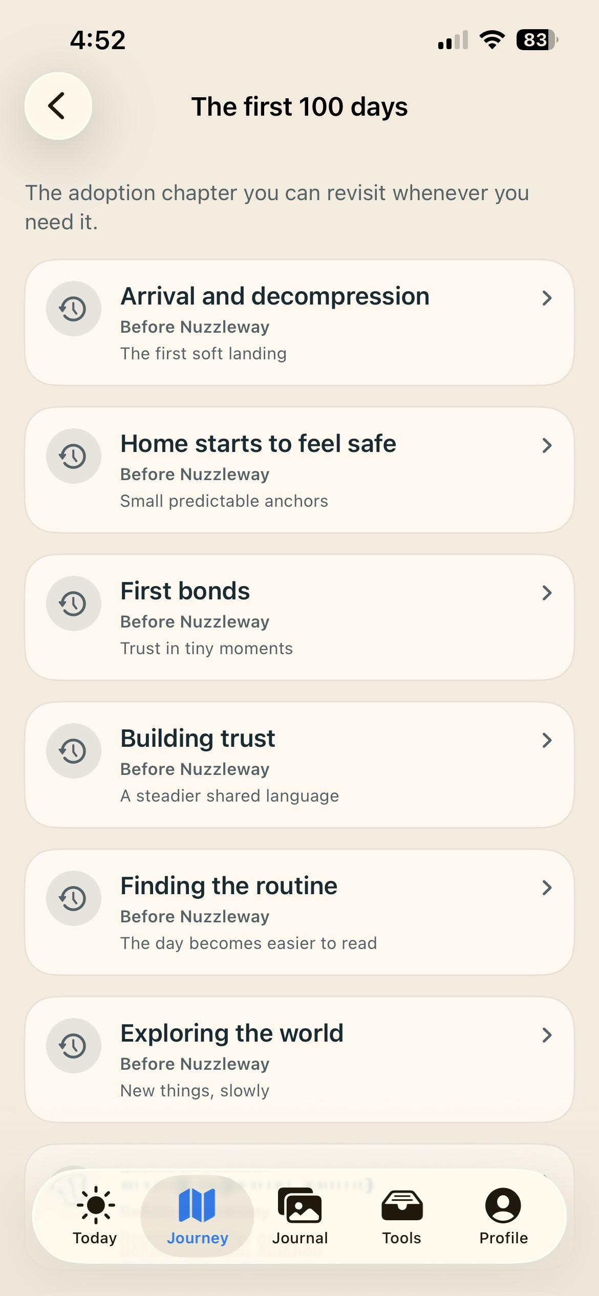 Inside the app: Care tools