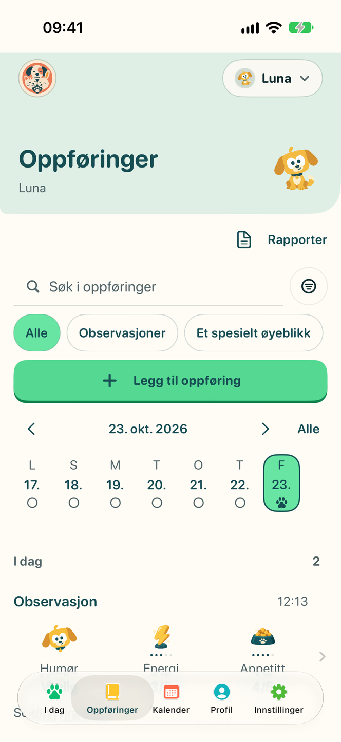 Journaloppføringer i Nuzzleway med et demonstrasjonsdyr.