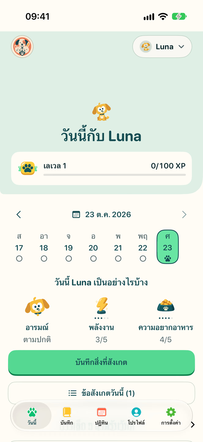 หน้าวันนี้ใน Nuzzleway พร้อมสัตว์เลี้ยงตัวอย่าง