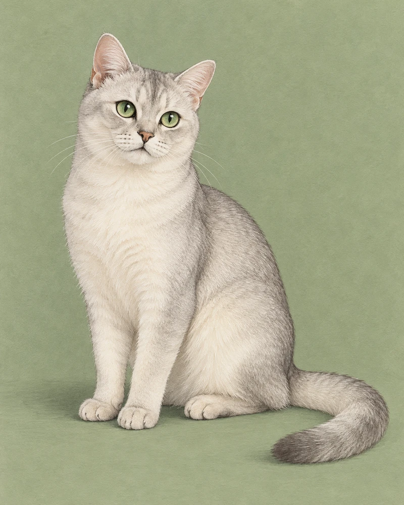 Ilustrace celého zvířete: Burmilla