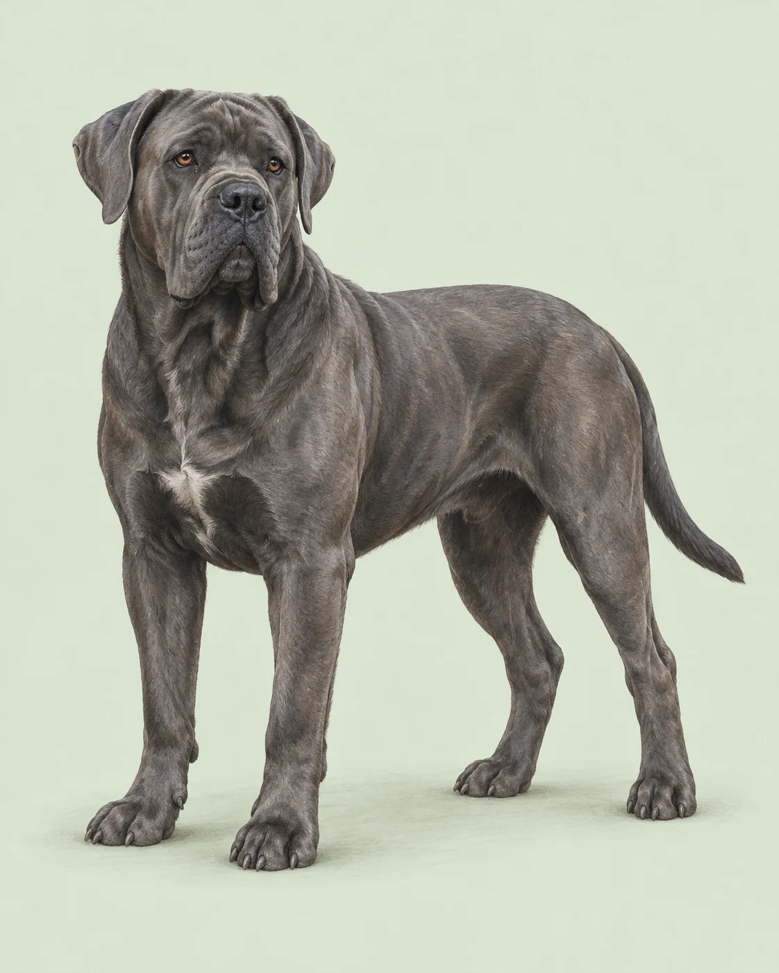 Cane Corso · Kurzes, raues Doppelfell · Originalillustration des ganzen Hundes