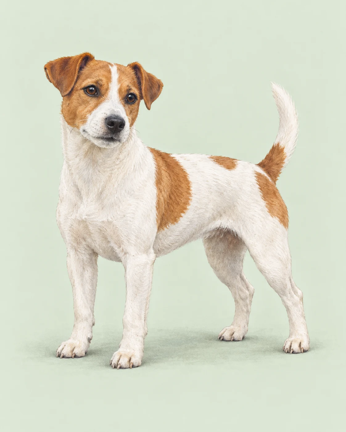 Jack Russell Terrier · Glatt, stichelhaarig oder rau · Originalillustration des ganzen Hundes