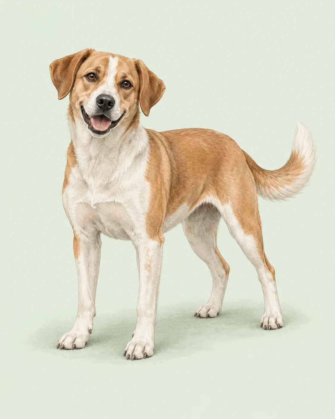 Mixed-breed dog · Individual coat type · Original full-body illustration