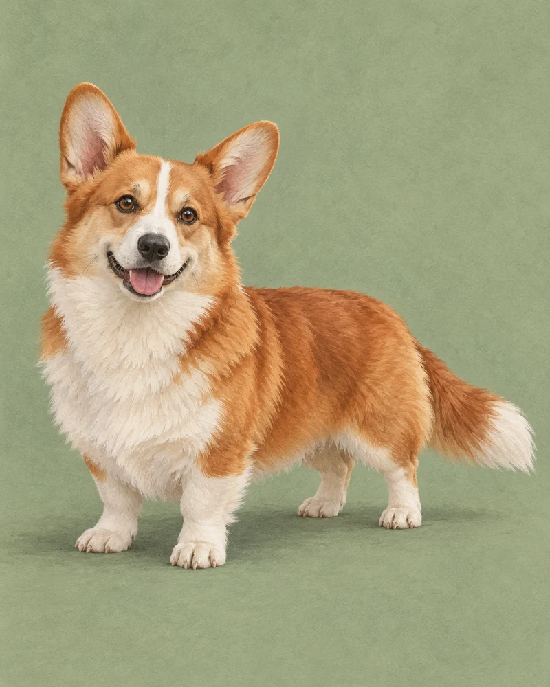 Ilustrace celého zvířete: Pembroke Welsh Corgi