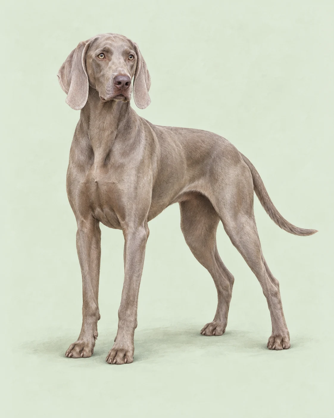 Weimaraner · Kurz und glatt · Originalillustration des ganzen Hundes