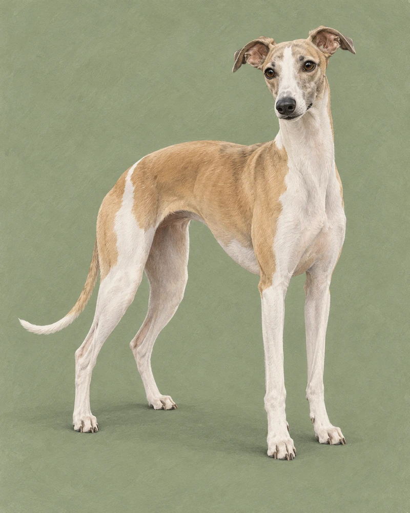 Ilustrace celého zvířete: Whippet