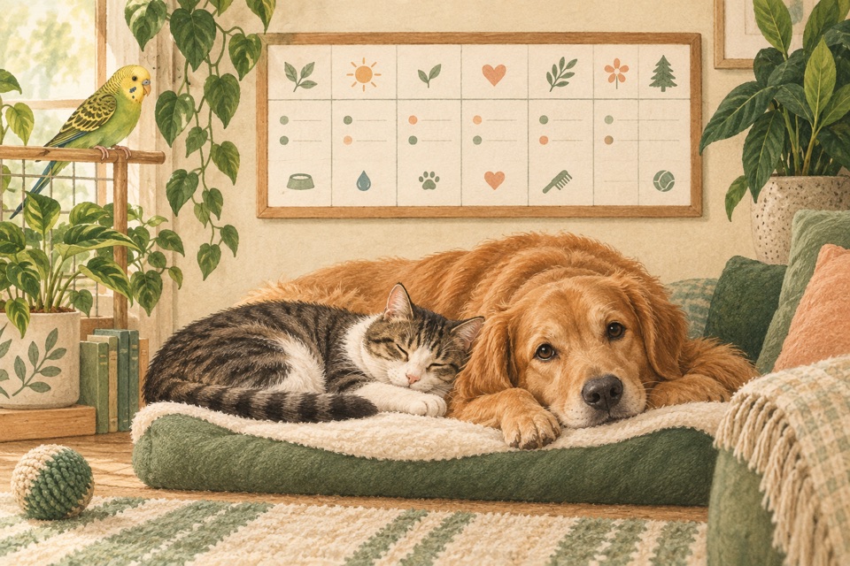 Pets beside a weekly care plan