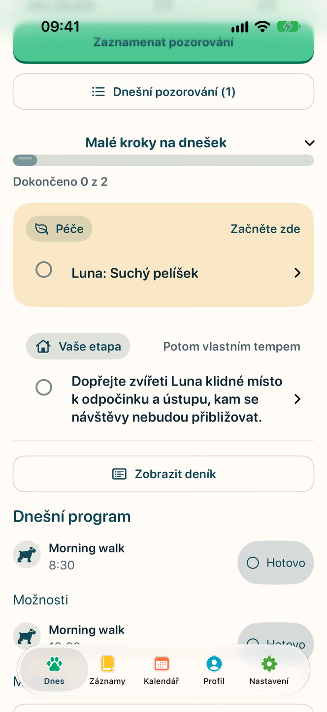 V aplikaci: Denní plán