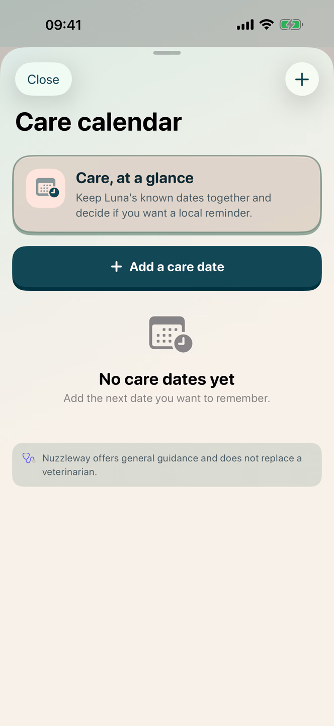 Their care, on the calendar — Nuzzleway