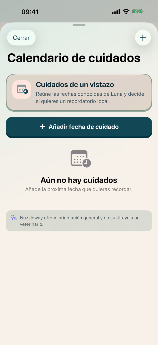 Sus cuidados, en el calendario — Nuzzleway