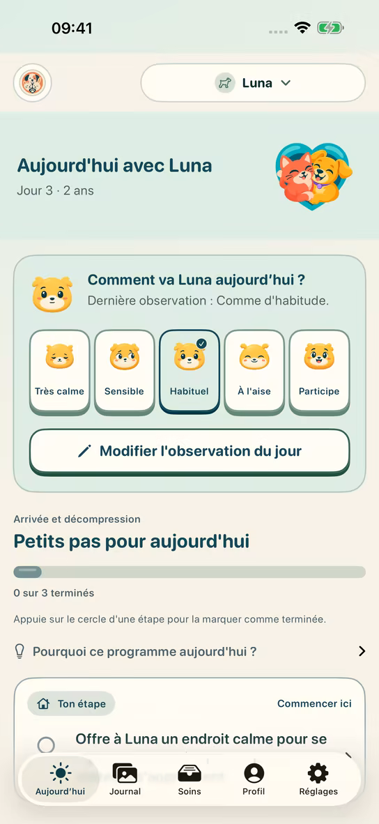 Plan quotidien d’un animal dans Nuzzleway