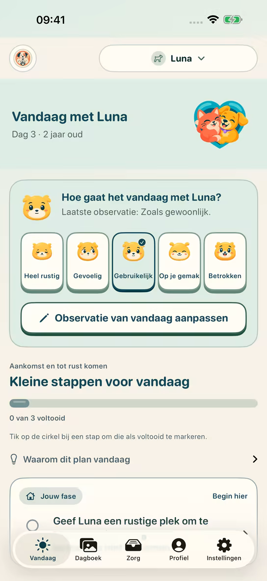 Dagplan voor een huisdier in Nuzzleway