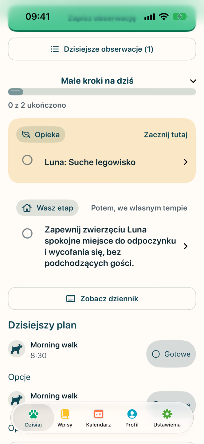 W aplikacji: Plan dnia