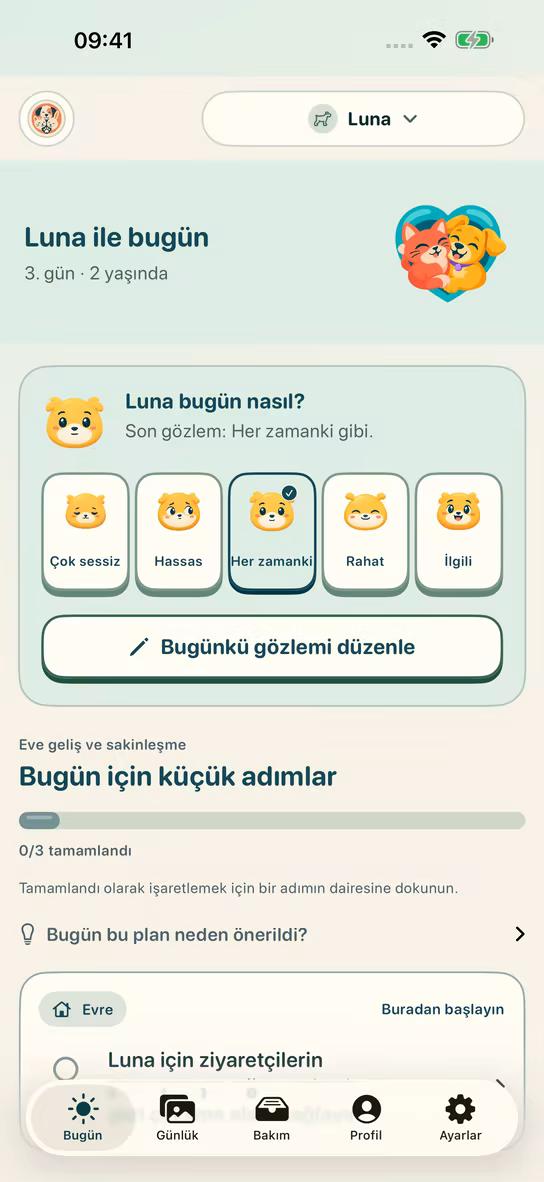 Nuzzleway’de bir evcil hayvan için günlük bakım planı