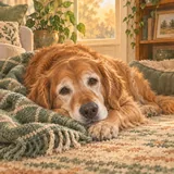 Illustration of a senior pet at home